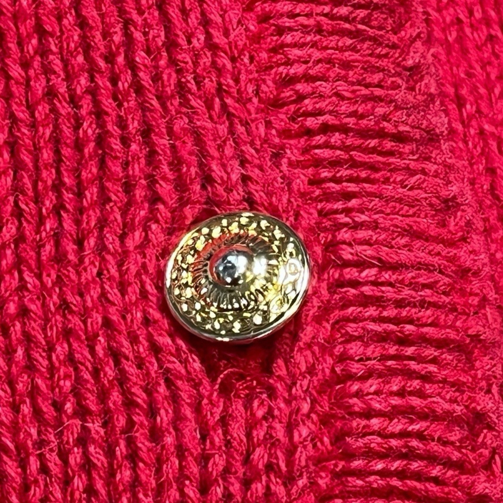 Vintage Crystal Kobe Snowman Patch Red Christmas Cardigan Size L Ugly Sweater - Picture 5 of 10
